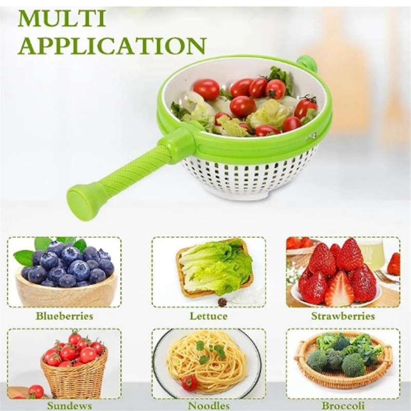 Folding Drainer Basket Fruit & Vegetable Centrifuge Salad Spinner with Handle Kitchen Useful Things