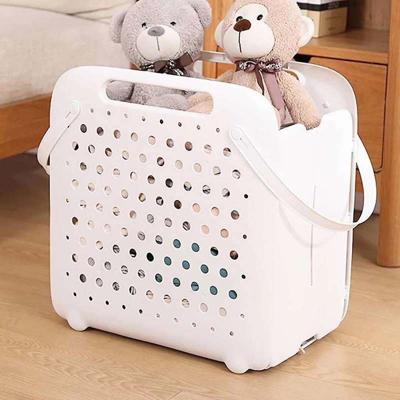 Folding Flexible Plastic Laundry Washing Basket with Handles Bin Wall-Mounted Clothes Storage Hamper