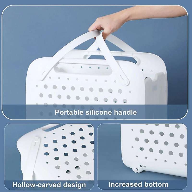 Folding Flexible Plastic Laundry Washing Basket with Handles Bin Wall-Mounted Clothes Storage Hamper