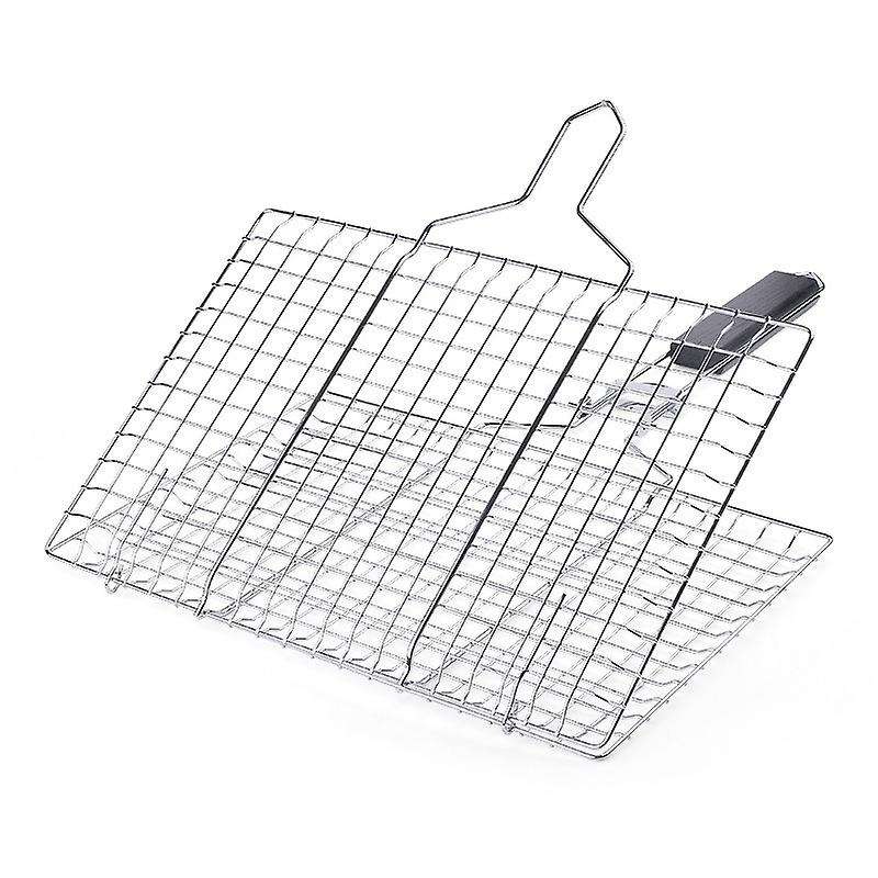 Folding Portable 304 Stainless Steel BBQ Grill Basket Removable Handle for Fish Vegetables Shrimp