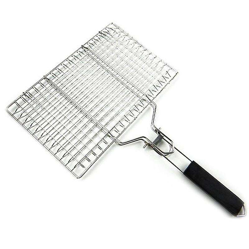 Folding Portable 304 Stainless Steel BBQ Grill Basket Removable Handle for Fish Vegetables Shrimp