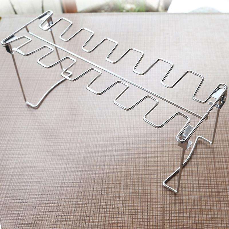 Folding Stainless Steel Grilled Chicken Leg Rack with Bottom Tray Grilled Chicken Grill Grill Plate