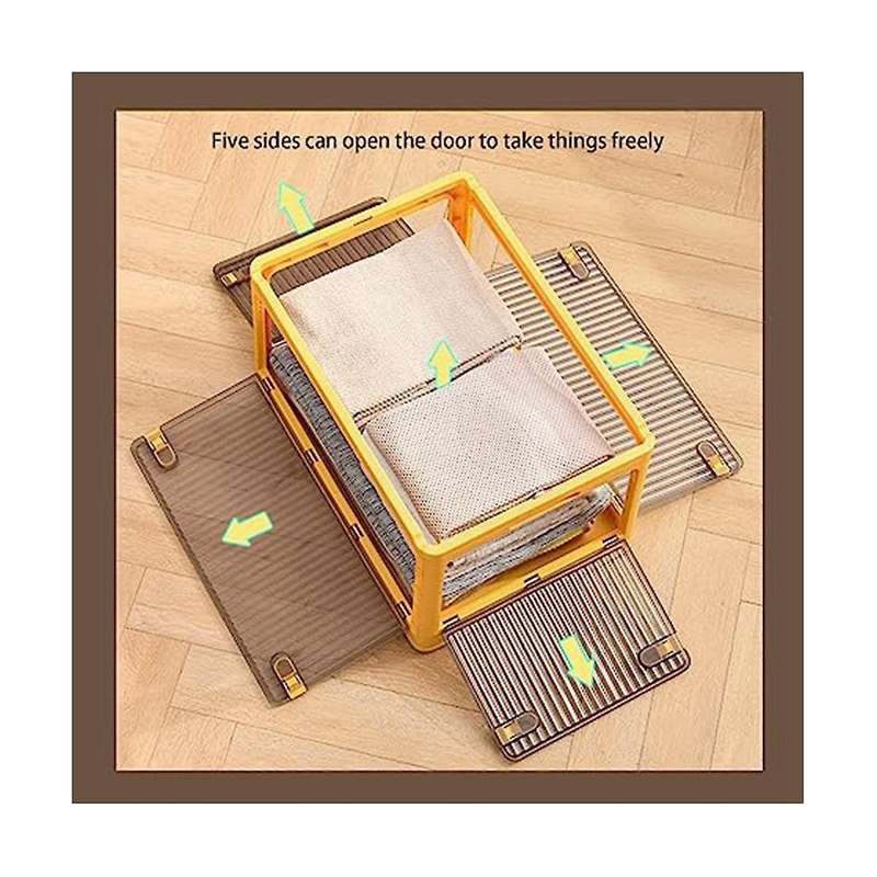 Folding Storage Box with Lid and Latch,clear Stackable Storage Bins with Wheels, Storage Boxes For