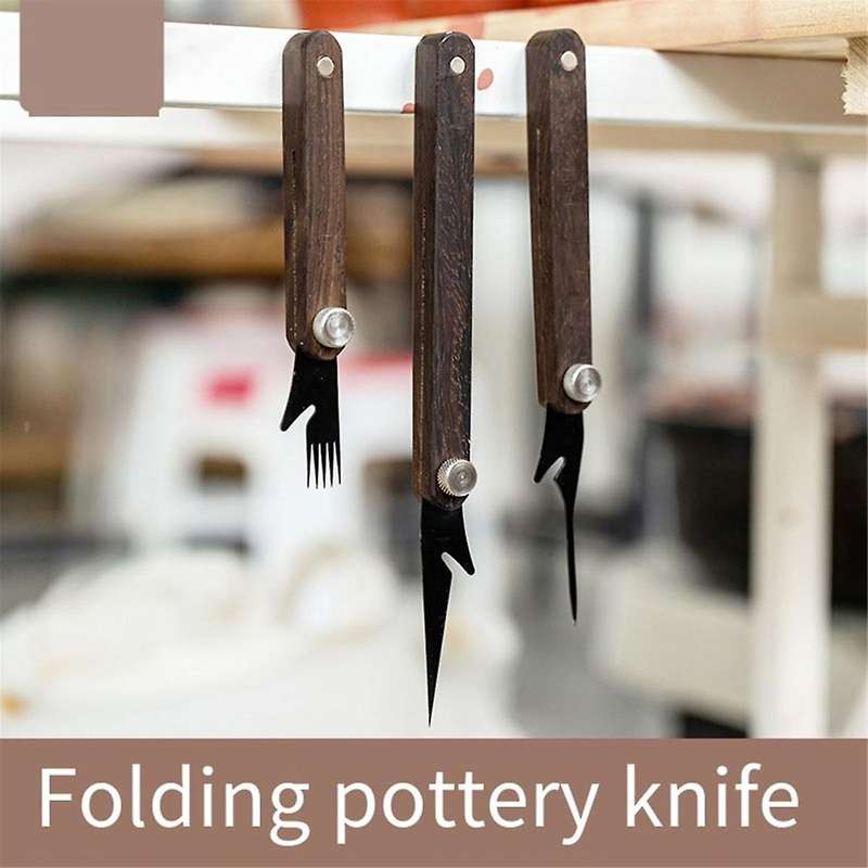 Folding Pottery Multifunctional Knife for Cutting Texture Carving DIY Ceramic Clay Cutter Portable P