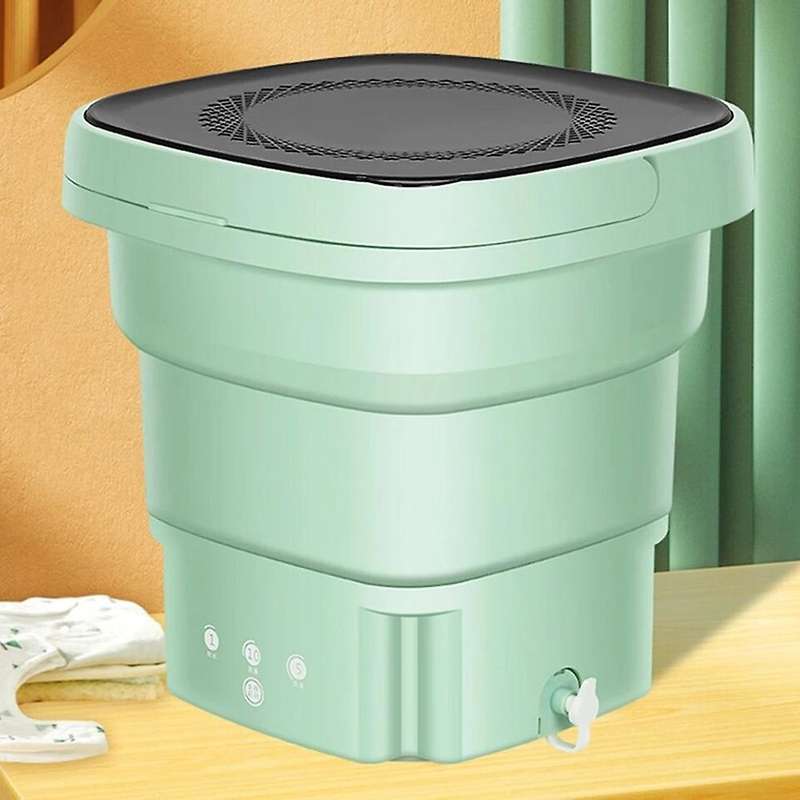 Folding Washing Machine with Dryer Bucket for Clothes Green Eu Plug