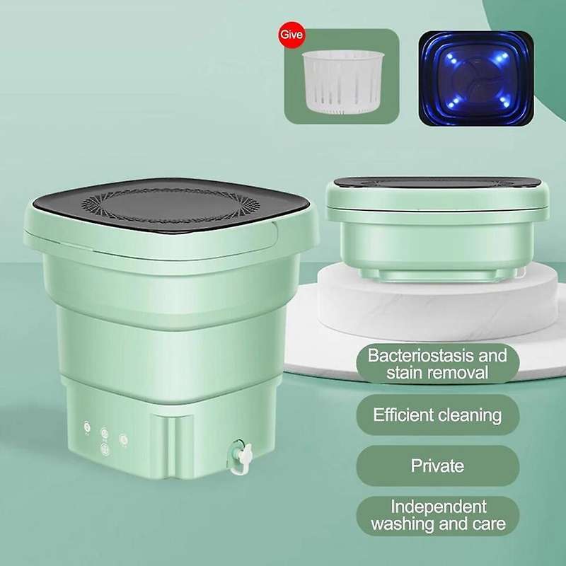 Folding Washing Machine with Dryer Bucket for Clothes Green Eu Plug