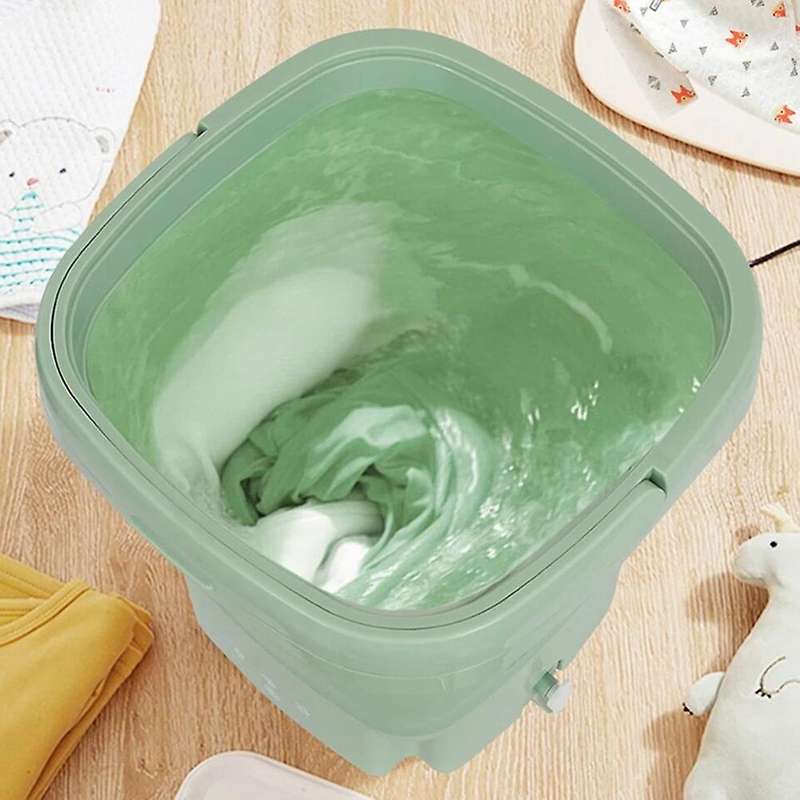 Folding Washing Machine with Dryer Bucket for Clothes Green Eu Plug