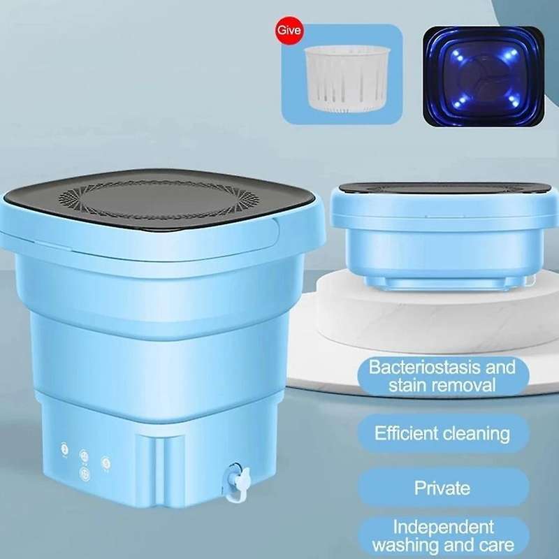 Folding Washing Machine with Dryer Bucket for Clothes Blue Eu Plug