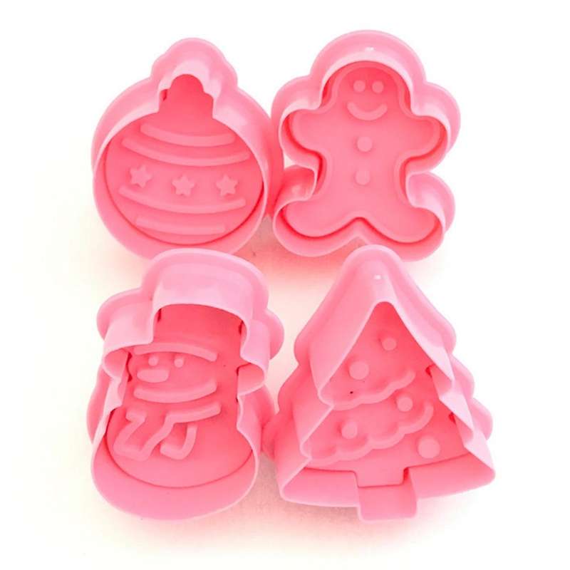 Fondant Cake Tool Christmas Christmas Tree Gingerbread Man 4-Piece Set Biscuit Spring Die