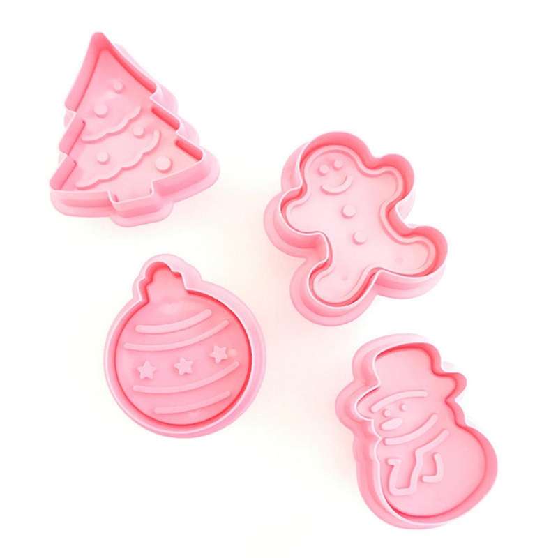 Fondant Cake Tool Christmas Christmas Tree Gingerbread Man 4-Piece Set Biscuit Spring Die