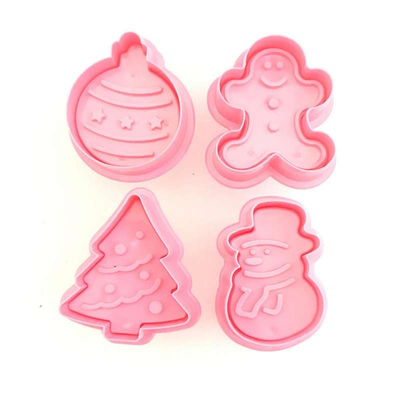 Fondant Cake Tool Christmas Christmas Tree Gingerbread Man 4-Piece Set Biscuit Spring Die