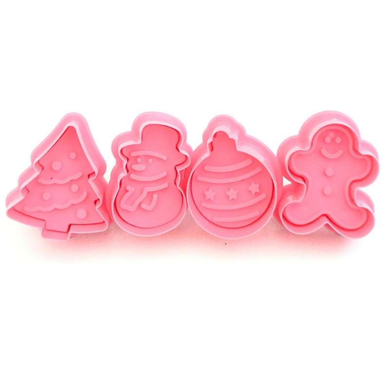 Fondant Cake Tool Christmas Christmas Tree Gingerbread Man 4-Piece Set Biscuit Spring Die