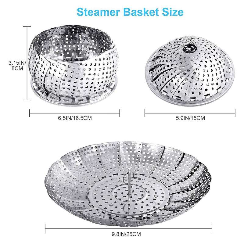 Folding Vegetable Steamer Basket,Stainless Steel Steamer Basket for Cooking Food