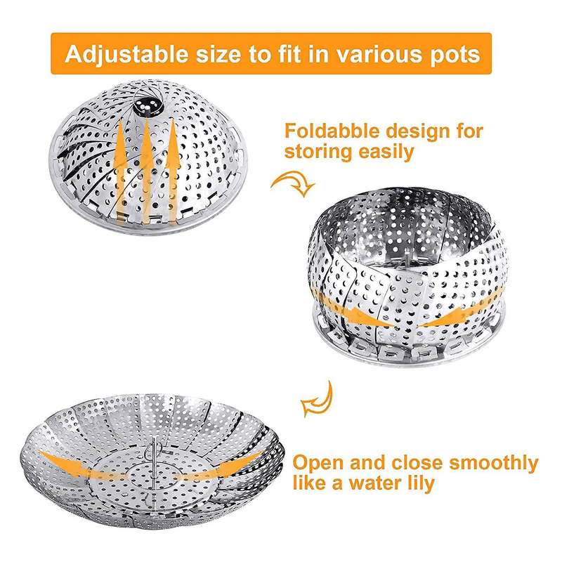 Folding Vegetable Steamer Basket,Stainless Steel Steamer Basket for Cooking Food