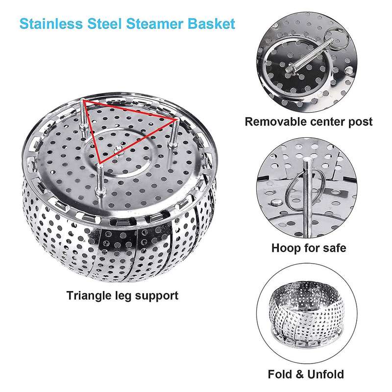 Folding Vegetable Steamer Basket,Stainless Steel Steamer Basket for Cooking Food