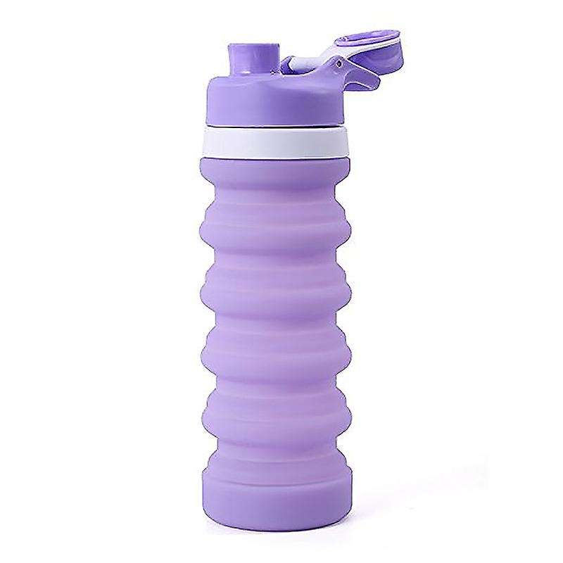 Folding Water Bottle Telescopic Kettle Fitness Water Bottle 550Ml Folding Kettle Purple
