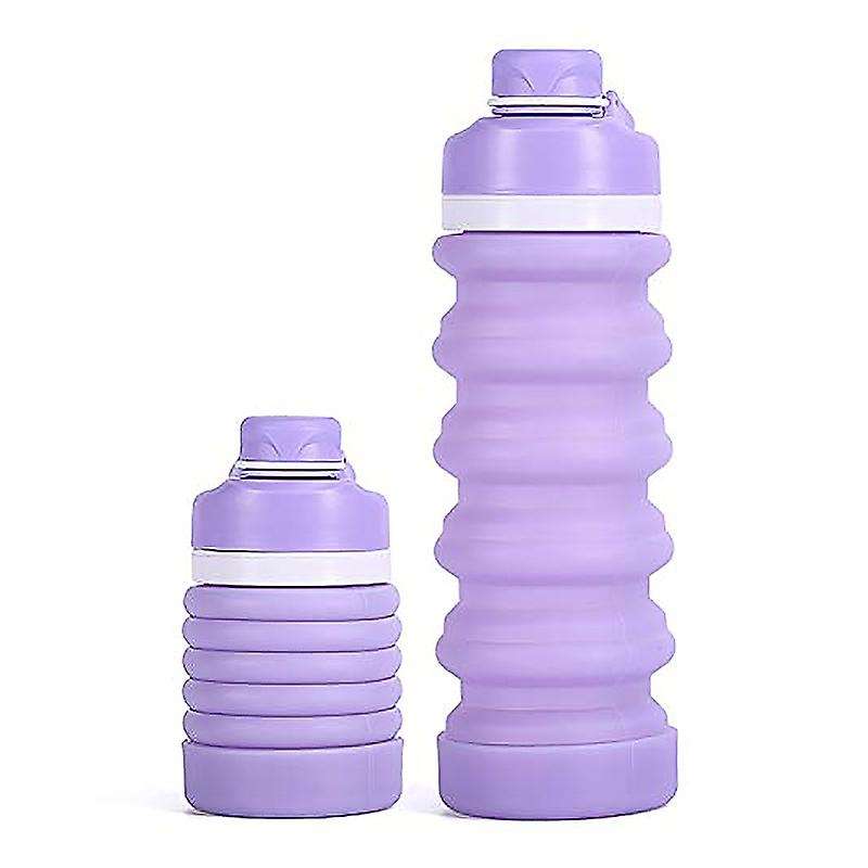 Folding Water Bottle Telescopic Kettle Fitness Water Bottle 550Ml Folding Kettle Purple