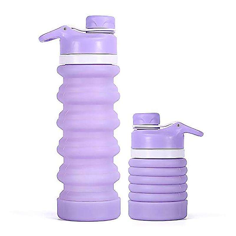 Folding Water Bottle Telescopic Kettle Fitness Water Bottle 550Ml Folding Kettle Purple