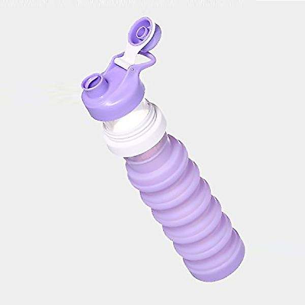 Folding Water Bottle Telescopic Kettle Fitness Water Bottle 550Ml Folding Kettle Purple
