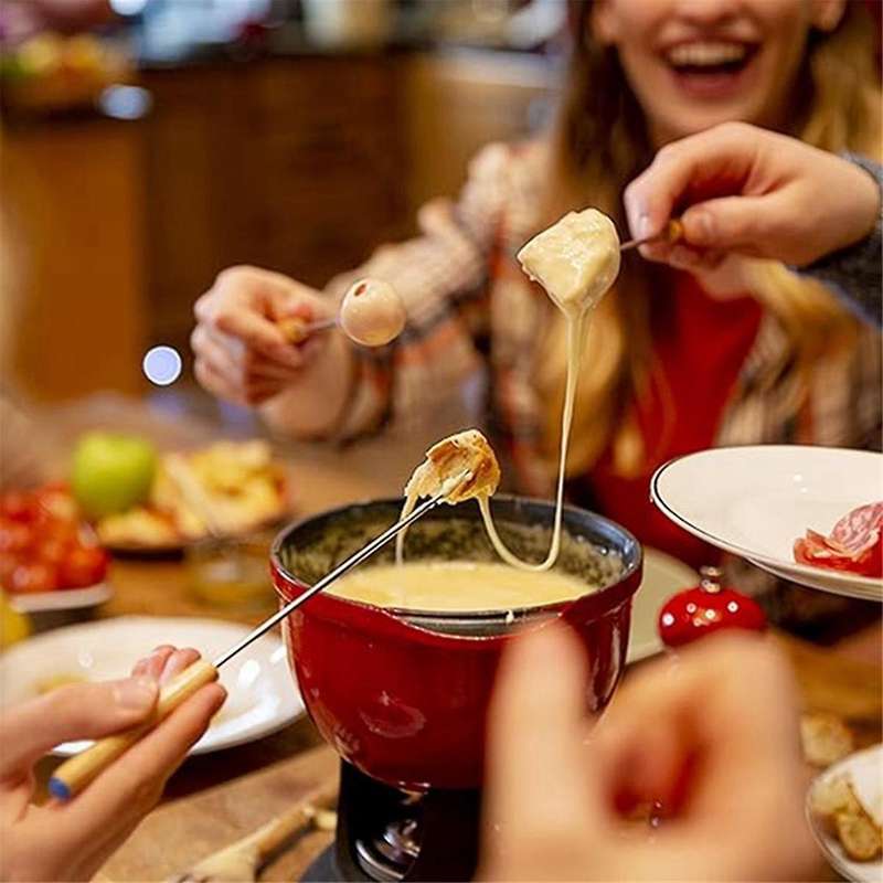 Fondue Forks, Cheese Fondue Sticks with Wooden Handle Heat Resistant for Chocolate Fountain Roast Ma