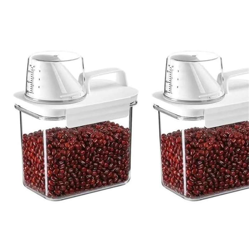 Food Storage Containers with Measuring Cup Rice Snacks Sugar Nuts Pet Food Storage Bin Cereal Storag