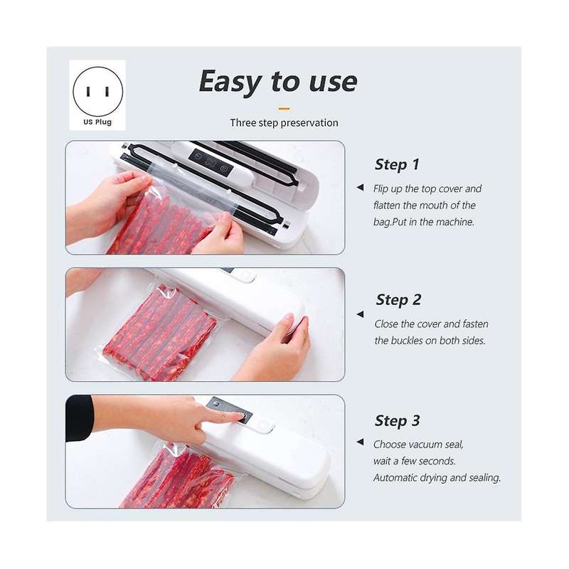 Food Vacuum Sealer Machine Automatic Household Vacuum Sealer Packaging Machine for Food Us Plug