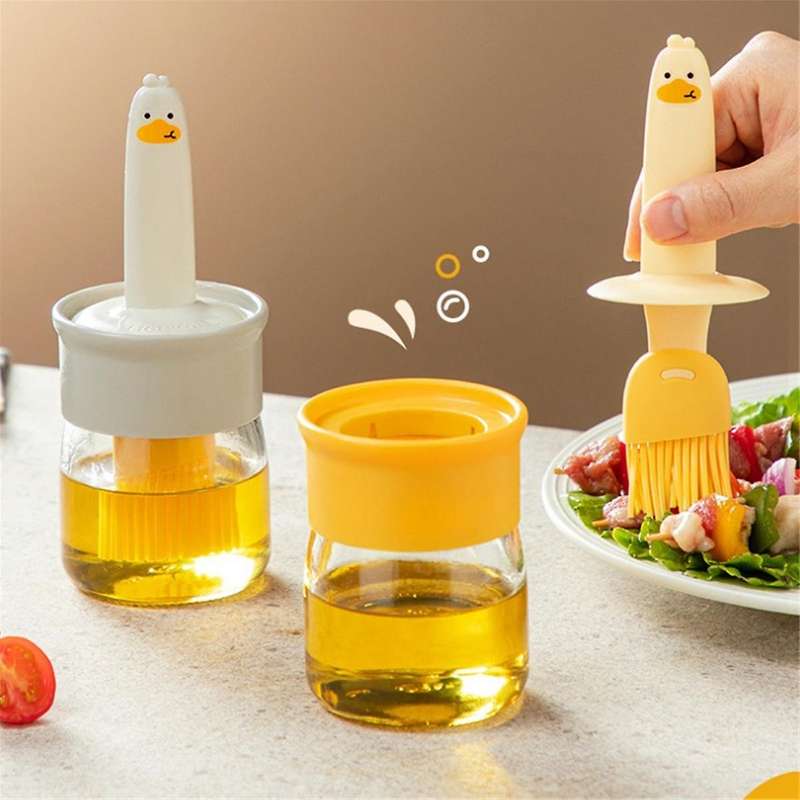 Food-grade Barbecue Brush with Bottle Kitchen Silicone Oil Brush High Temperature Resistant Oil Bott
