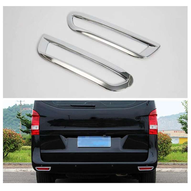 for - (w447) V-class 2017-2020 Abs Chrome Rear Reflector Fog Light Lamp Cover Trim Bezel Frame Styl
