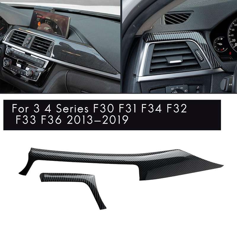 for  3 4 Series F30 F31 F32 F34 2013-2019 Carbon Fiber Central Dashboard Strip Trim+Left Vent Outle