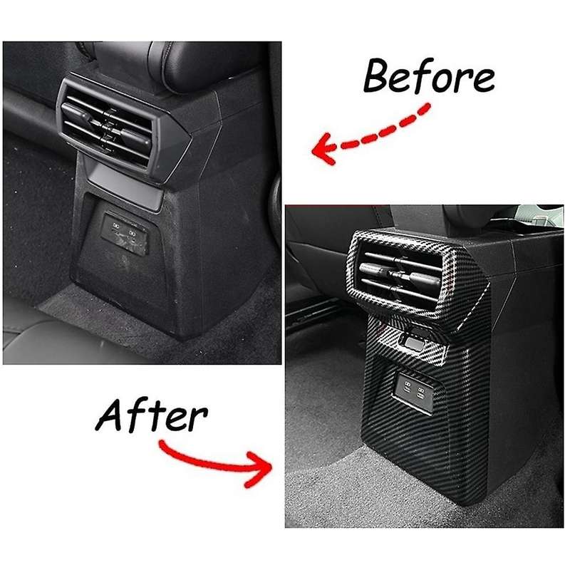 for - A3 A3L 2021 2022 Car Rear Seat Armrest Outlet Cover Trim Anti-Kick Decor Accessories,Carbon Fi