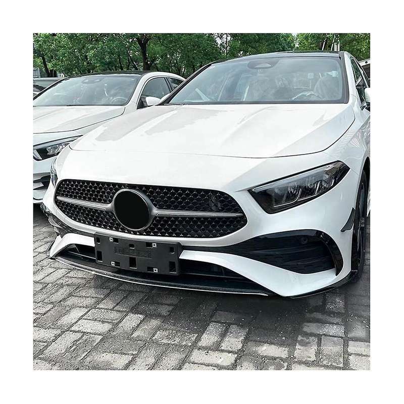 for - A-class W177 2023+ Bright Black Front Bumper Lip Angle Diffuser Protect with Side Splitter Spo