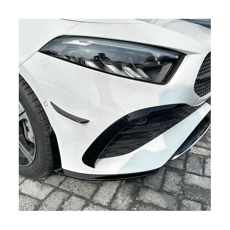 for - A-class W177 2023+ Bright Black Front Bumper Lip Angle Diffuser Protect with Side Splitter Spo