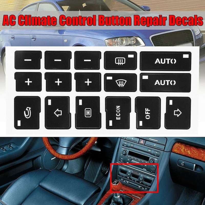 for  A4, B6, B7 2000-2004 AC Climate Control Button Repair Decals Sticker