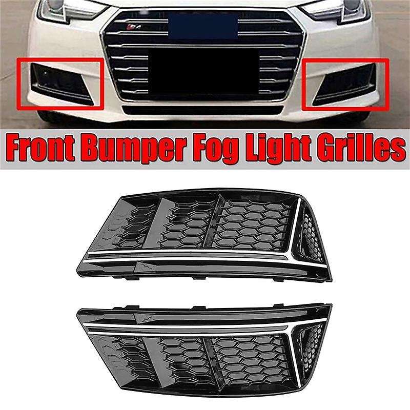 for  A4 B9 Standard Bumper 2016-2019 Front Bumper Fog Lamp Cover Fog Light Trim Honeycomb Mesh Gril