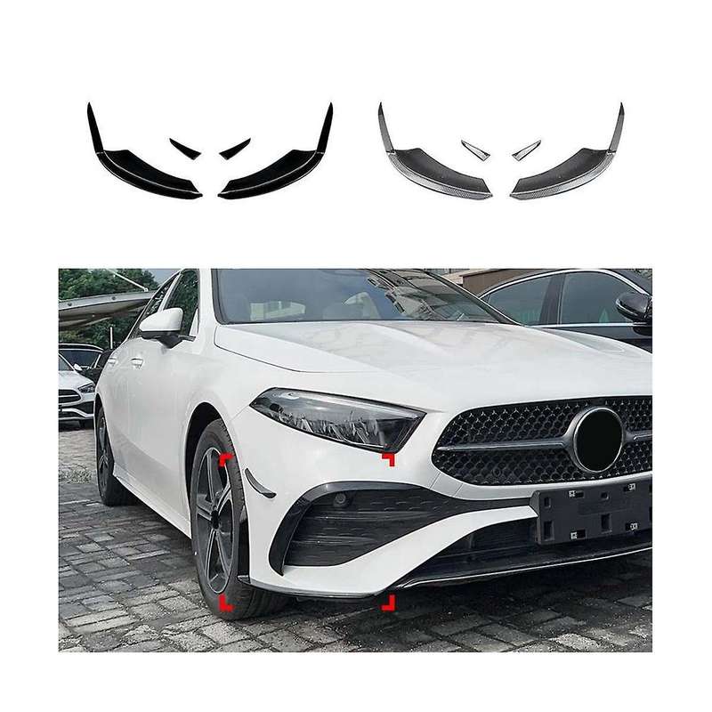 for - A-class W177 2023+ Carbon Fiber Front Bumper Lip Angle Diffuser Protect with Side Splitter Spo