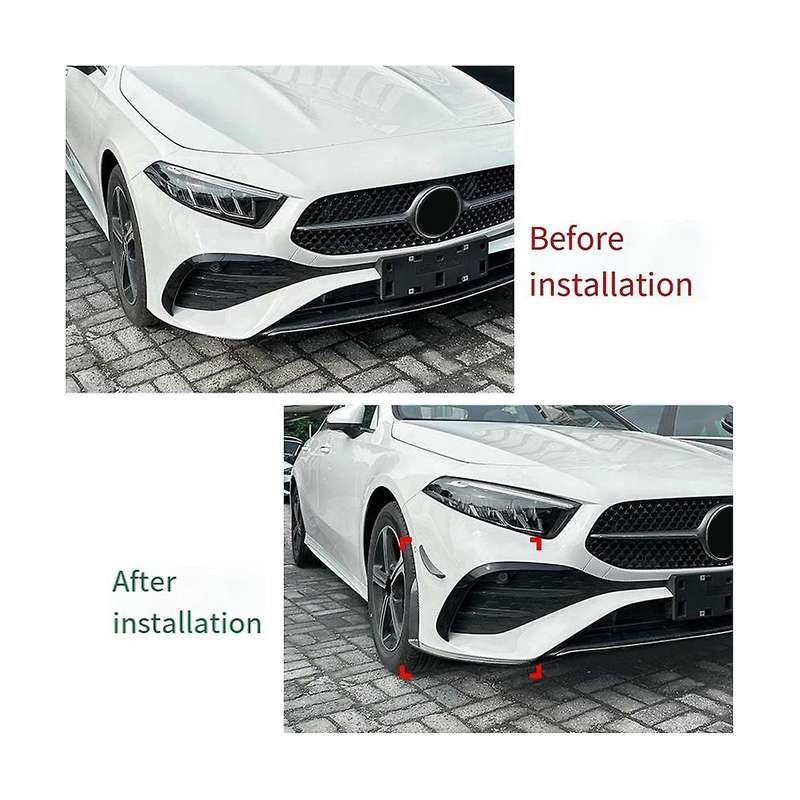 for - A-class W177 2023+ Carbon Fiber Front Bumper Lip Angle Diffuser Protect with Side Splitter Spo