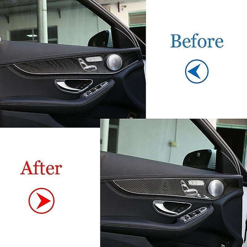 for - C-Class GLC-Class W205 14-20 Carbon Fiber Inner Door Panel Trim Door Trim Panel Cover Auto Par