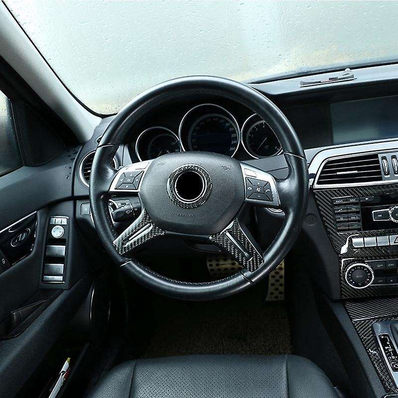 for - C-Class W204 Carbon Fiber Interior Steering Wheel Decorative Sequin Steering Wheel Stickers