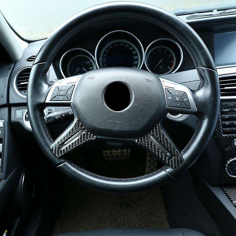 for - C-Class W204 Carbon Fiber Interior Steering Wheel Decorative Sequin Steering Wheel Stickers