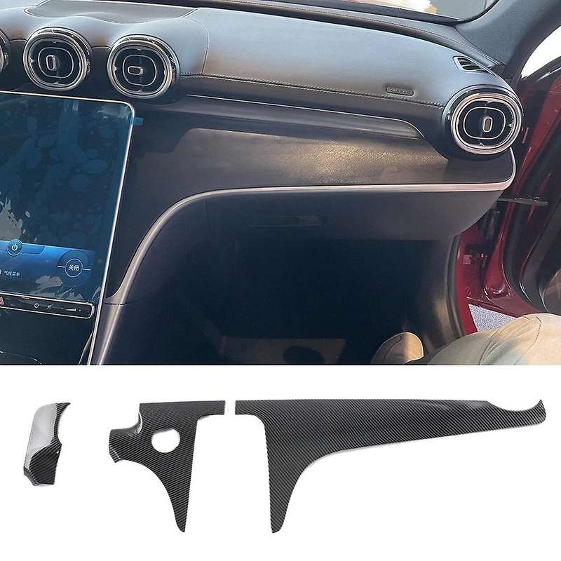 for - C-Class W206 C260 C200 2022 LHD 3PCS Car Dashboard Console Panel Trim Cover Carbon Fiber ABS