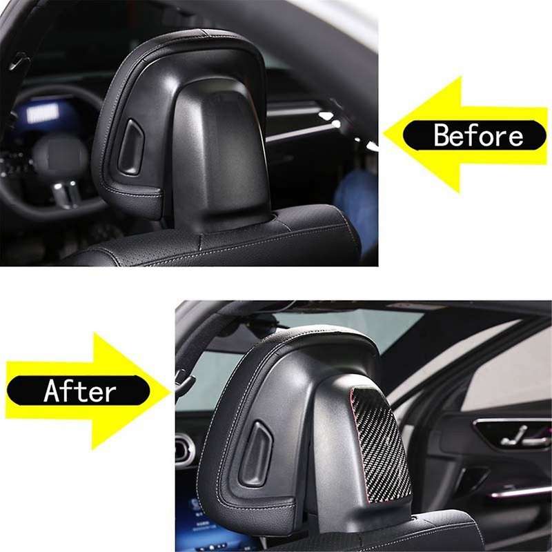 for - C-class W206 2022 2023 Soft Carbon Fiber Car Seat Headrest Cover Trim Sticker Interior Access