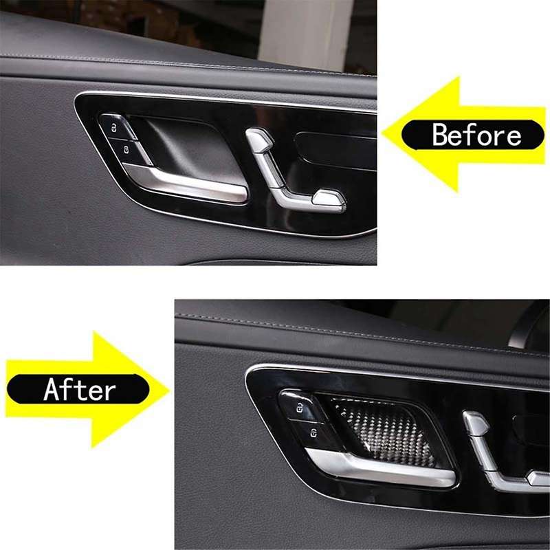 for - C-class W206 2022 2023 Soft Carbon Fiber Car Inner Door Handle Bowl Cover Trim Sticker Access