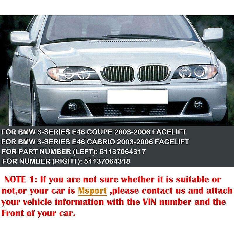 for - E46 3 Series Coupe Cabriolet 2-Door 2003-2006 Front Hood Center Kidney Grille Grill (Chrome, S