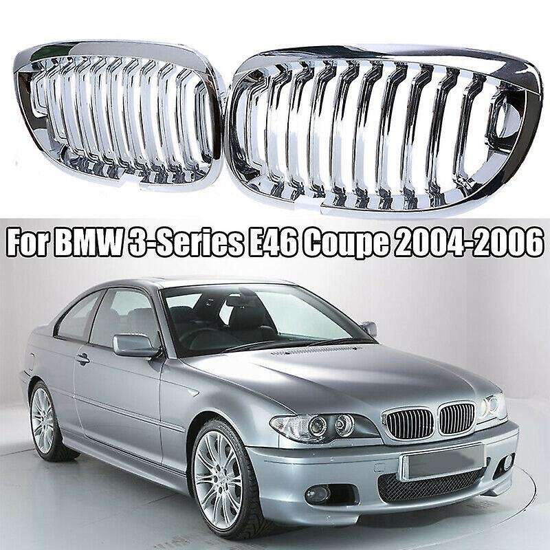 for - E46 3 Series Coupe Cabriolet 2-Door 2003-2006 Front Hood Center Kidney Grille Grill (Chrome, S