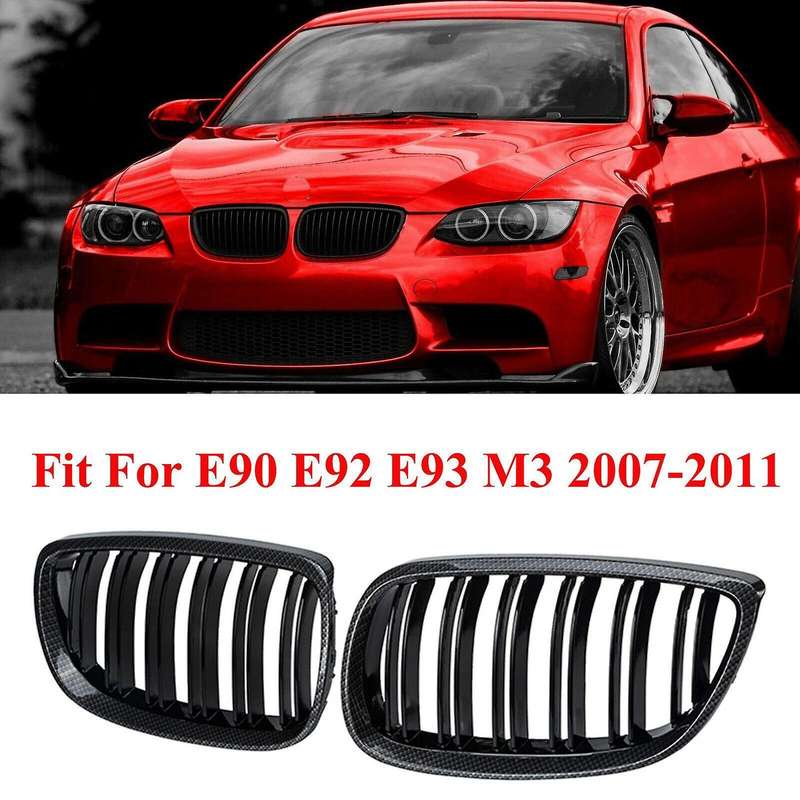 for - E90 E92 E93 328i 335i 2007-2011 Carbon Fiber Look Front Kidney Grille 51137157275 51137157276