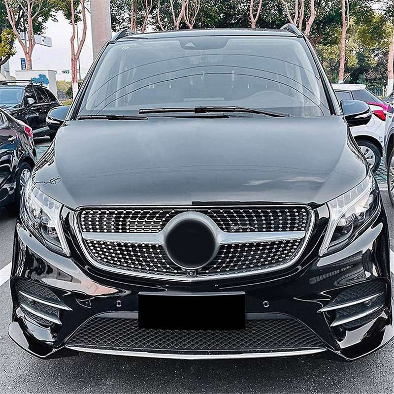 for - V-Class W447 V260 Line Front Bumper Lip Angle Diffuser Splitter Spoiler Protector Gloss Black