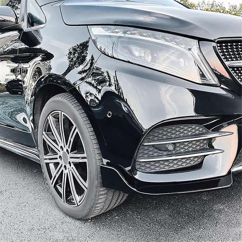 for - V-Class W447 V260 Line Front Bumper Lip Angle Diffuser Splitter Spoiler Protector Gloss Black