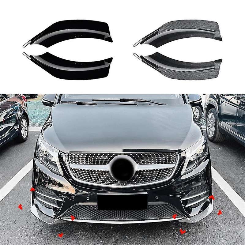 for - V-class W447 V260 Line Front Bumper Lip Angle Diffuser Splitter Spoiler Protector Carbon Fibe