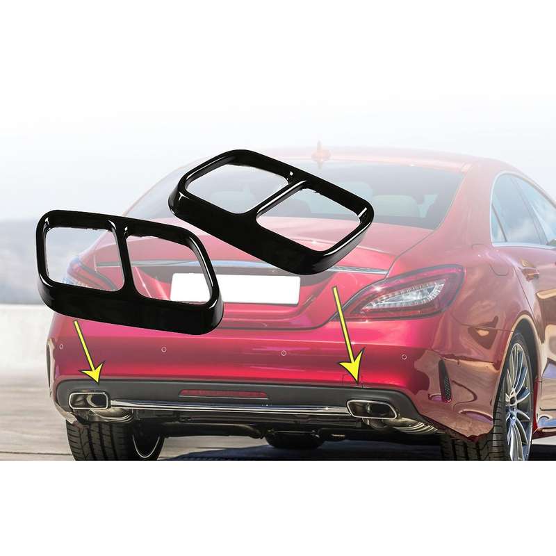 for - W218 2012-2017 Stainless Steel Black Exhaust Pipe Tube Cover Stickers Car Accessories