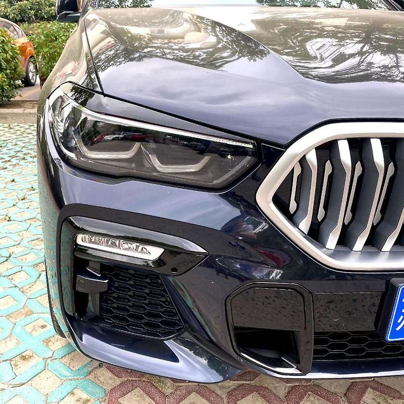 for - X5 G05 X6 G06 2019 2020 2021 2022 Bright Black Front Headlight Lamp Cover Strip Eyebrow Trim